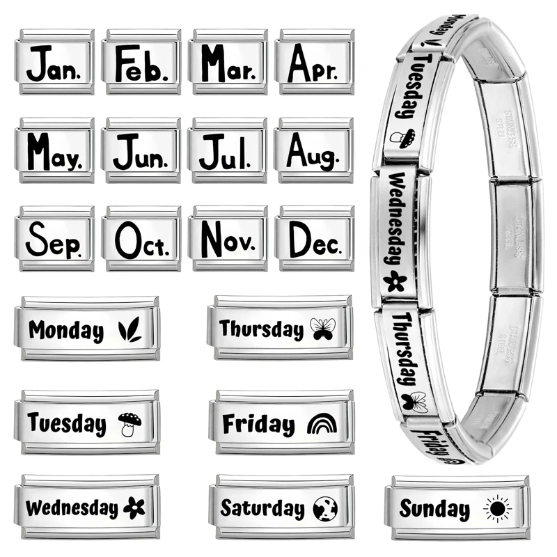 الموضة 12 شهر مارس أبريل يوليو مايو فراشة القلب الإيطالية سحر الروابط صالح 9 مللي متر الفولاذ المقاوم للصدأ سوار مجوهرات DIY بها بنفسك صنع #4