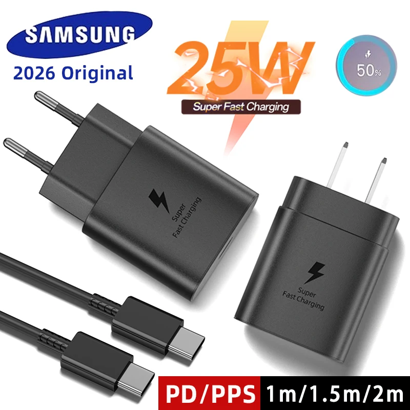 Ładowarka SAMSUNG 25W Super Fast Charge Adapter Kabel USB-C do telefonów Galaxy S20 S21 S22 S23 S24 S25Ultra…