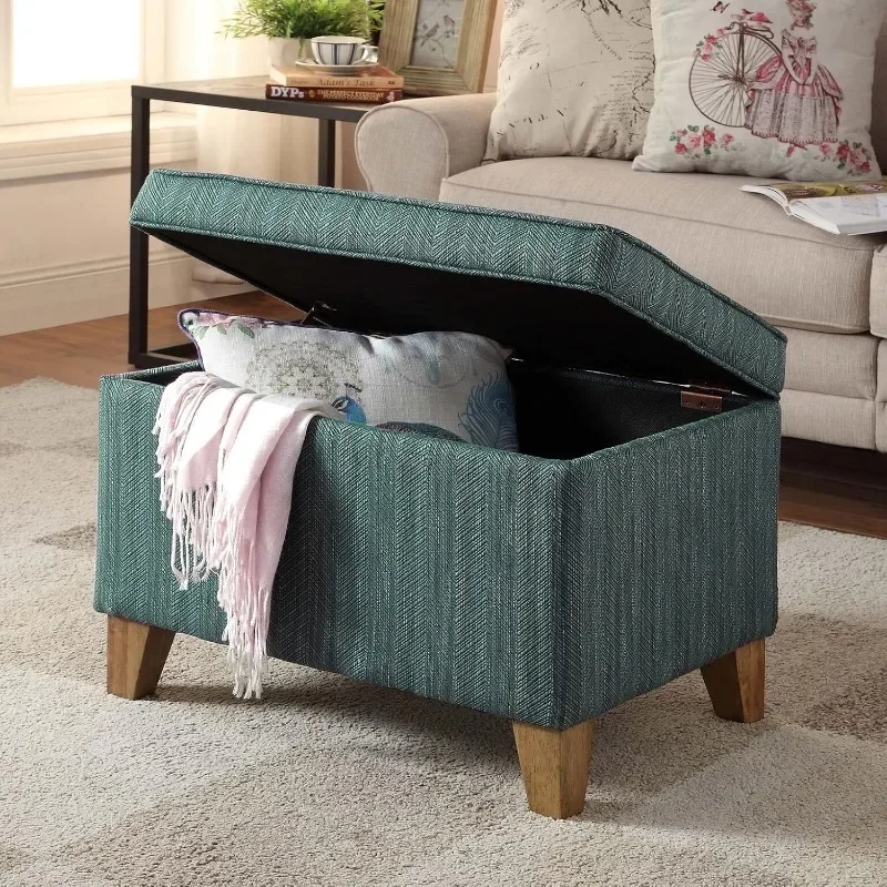 Home Decor | Medium Square Storage Ottoman with Hinged Lid | Ottoman with Storage for Living Room & Bedroom