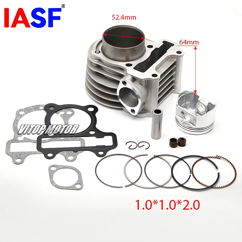 IASF 52.4mm Bore Diameter Cylinder For Motorcycle Cylinder Assy For Honda SCV 100 LEAD SCV100 2002-2010 SPACY 100 SCR100 GCC100