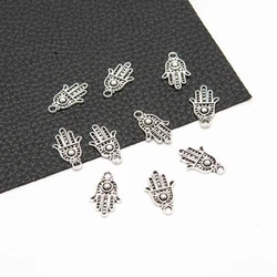 10Pcs Retro Alloy Fatima Palm Eye of Evil Connectors Clasps Charms for Necklace Bracelet Making DIY Jewelry Accessory Finding