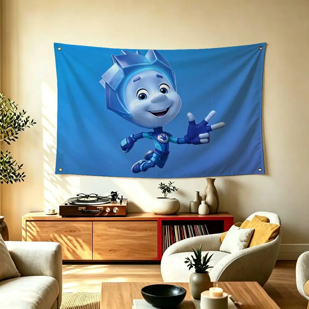 Russian Cute Cartoon The Fixies  Flags for Bedrooms Home Decor Items Outdoor Decors Garage Decoration Flaga