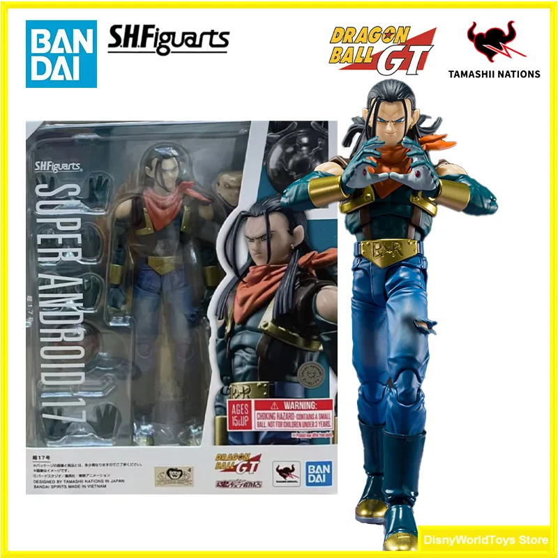 100% Original Bandai S.H.Figuarts SHF SUPER Android 17 GT Dragon Ball en Stock Anime colección de figuras de acción modelo Juguetes