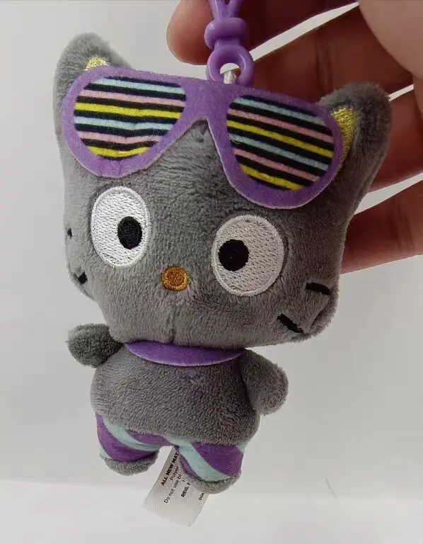 Chaveiro de mascote de pelúcia para crianças, pingente chaveiro, saco pingente, gato preto, maiô, chaveiro, Chococat, bonito, presentes, clipe, brinquedos