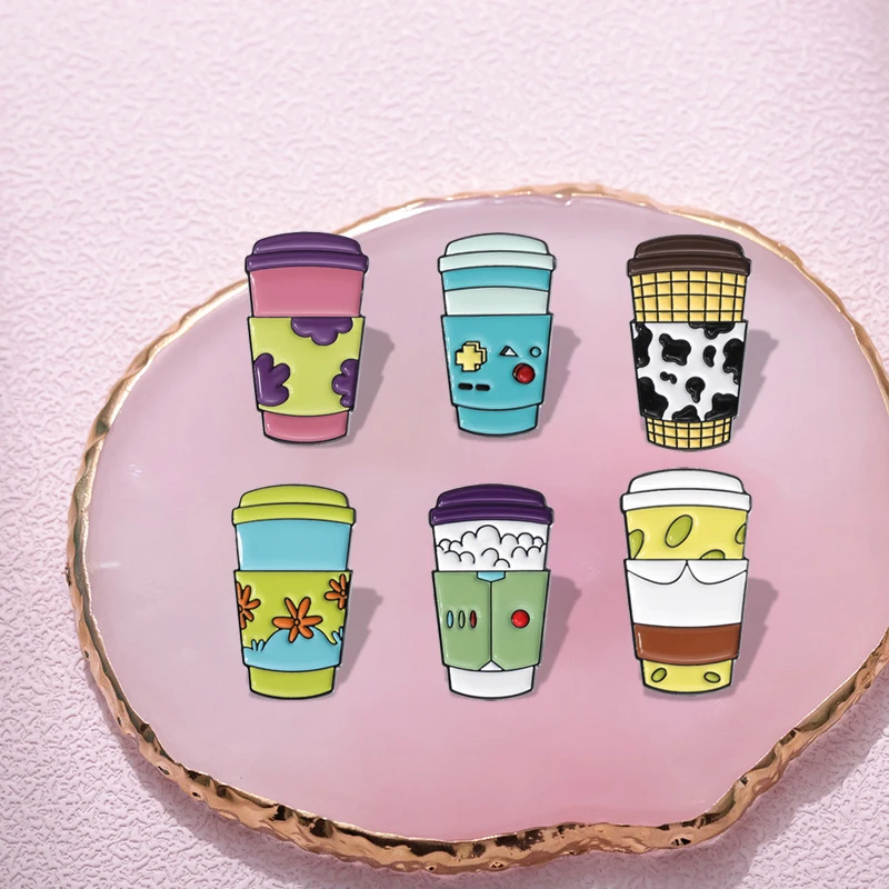 Cartoon Paper Cup Enamel Pins Custom Sense of Artistic Design Brooches Lapel Badges Punk Funny Jewelry Gift for Kids Friends