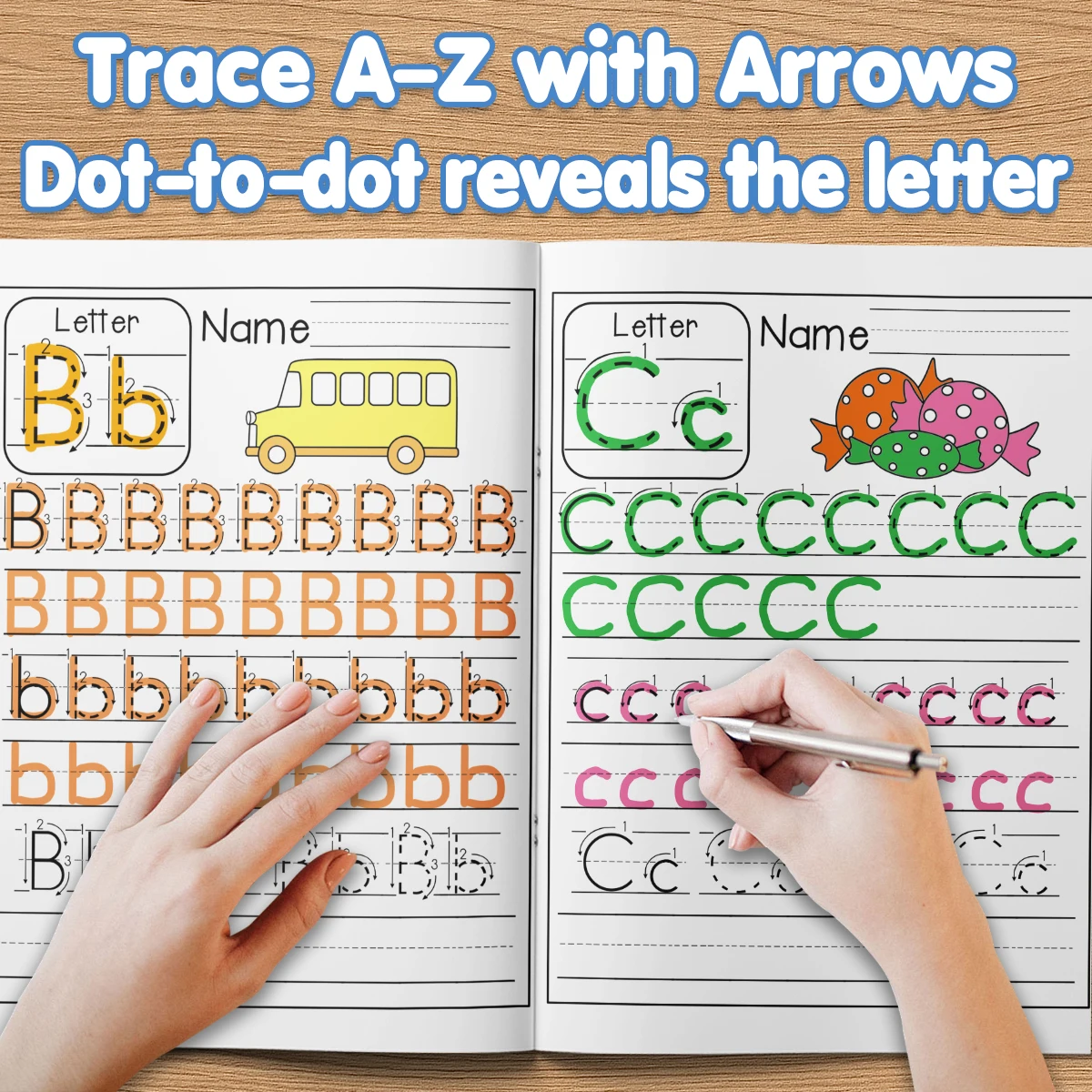 Children's alphabet coloring book, cute cartoon patterns, preschool early education workbook, boost your baby's hands-on skills