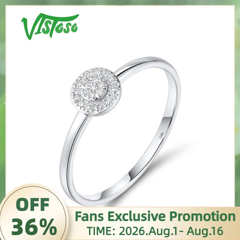VISTOSO Authentic 14K 585 White Gold Rings For Women Sparkling Diamond Dainty Wedding Anniversary Elegant Fine Jewelry Sets