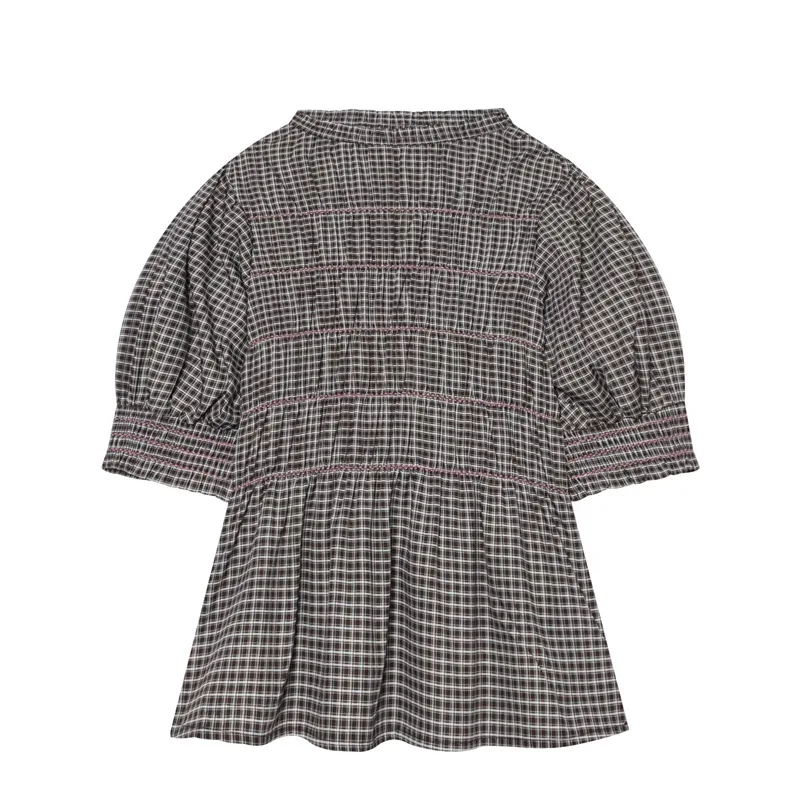 

Withered Women's 2026 New Versatile And Popular Honeycomb Plaid Shirt Brown Top Woman Clothes Shirts
