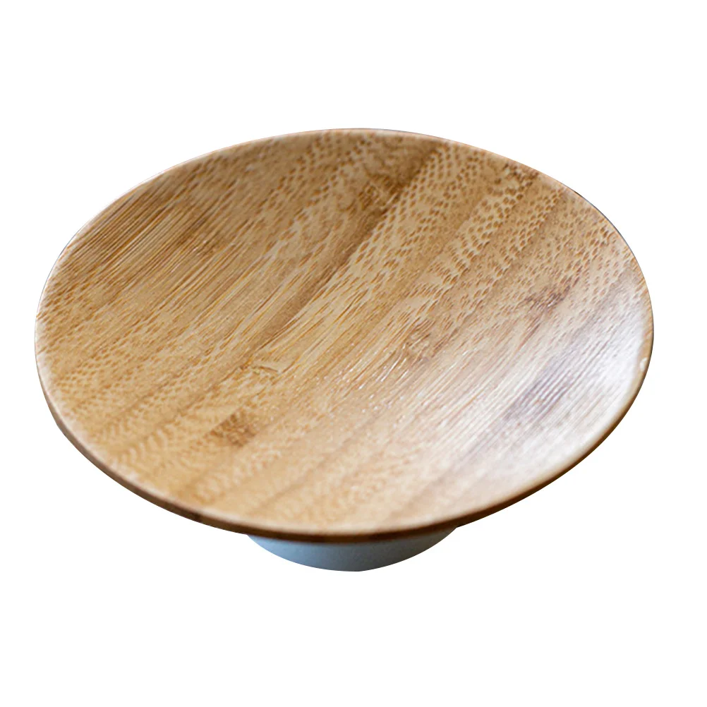 

1pc Round Nut Dish Bamboo Ceramic Plate Snack Storage Plate Dried Fruit Tray Tea Cake Dish Decorative Refreshment Tray