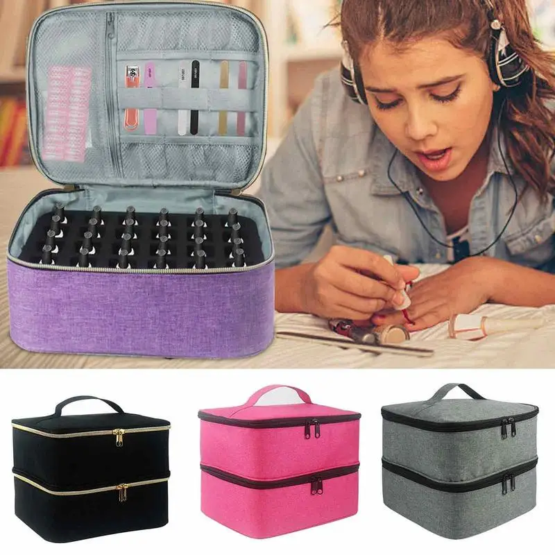 

Nail Polish Organizer Nail Polish Carrying Case Portable Nail Polish Holder Holds 30 Bottles and Nail Lamp Nail Storage Box