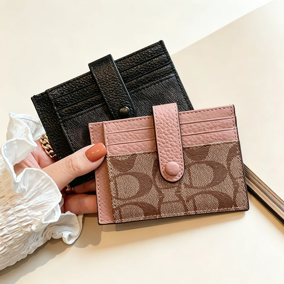 Mini Slim Ultra-thin Ins Style Card Holder Fashion Short Short Envelope For Girl Women Appliques Card&ID Wallet Cash Pouch Purse