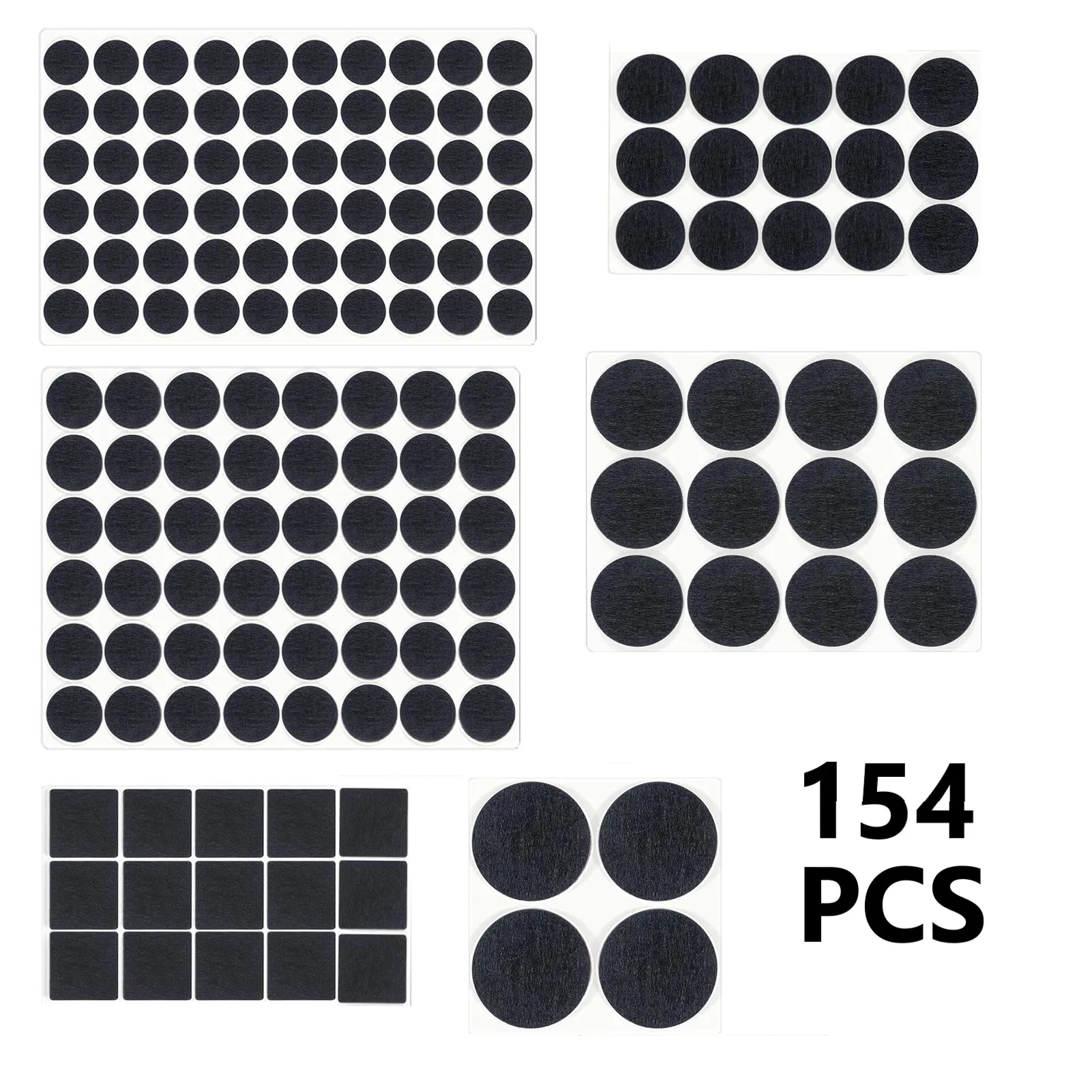 154PCS Felt Chair Leg Pads 5mm Thick Floor Scratch Protector Mat Mute Non-slip Self Adhesive DIY Furniture Accessories