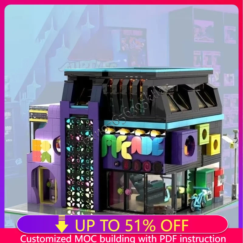 

2486PCS City Hot Selling Street View Moc Bowling Alley Billiards And Boba Shop Model DIY Creative Ideas Toy Assembly Puzzle Gift