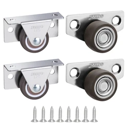 4Pcs Silent Rubber Casters, Drawer Wheels, for Furniture, Kitchen Cabinet Table ,of Side Installation Low Profile Replace wheel
