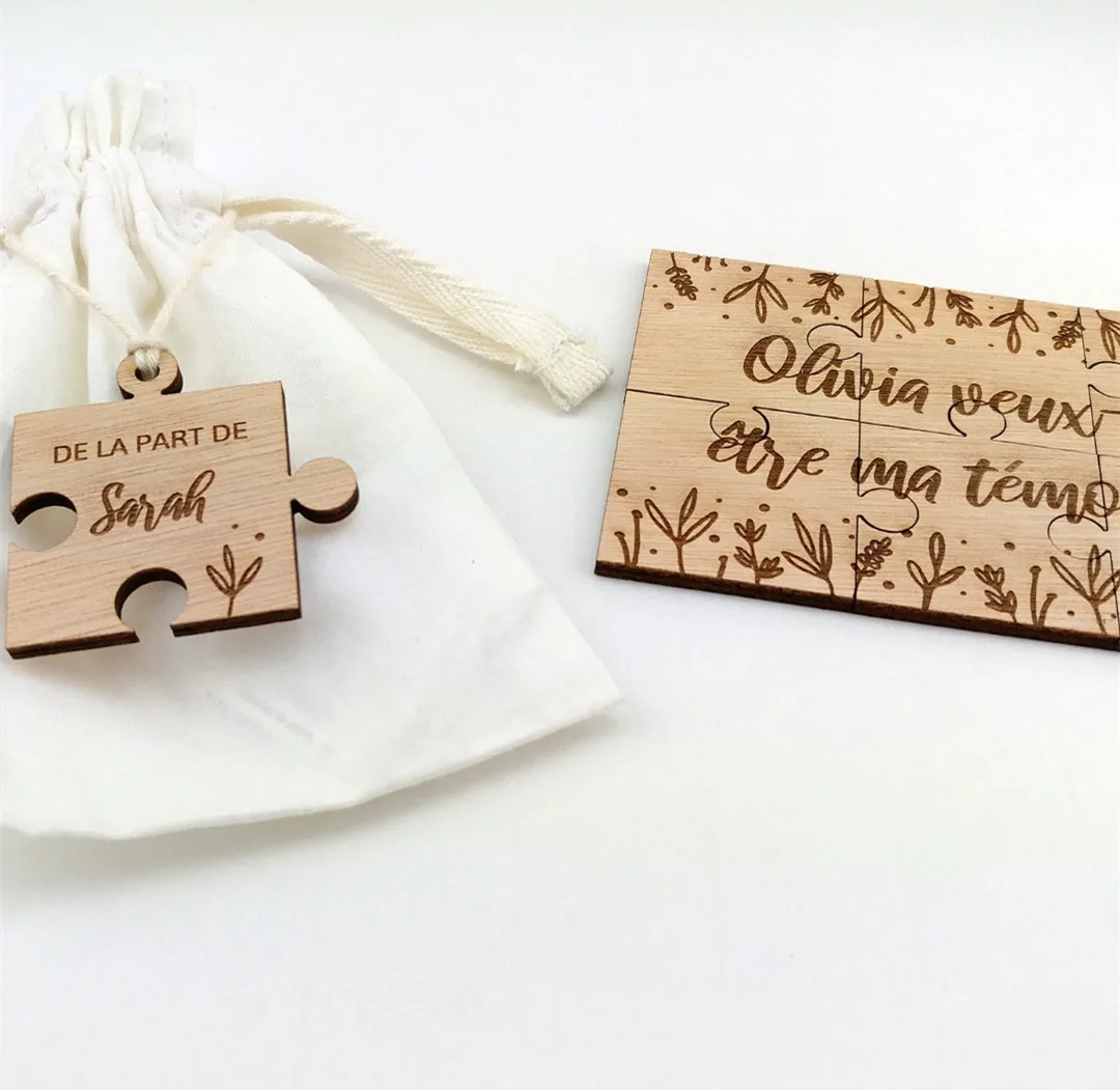 Wood Heart Puzzle Pregnancy Announcement Plague, Personalized Baby Announcement Family Gift, Custom Any Text Bridesmaid Gift