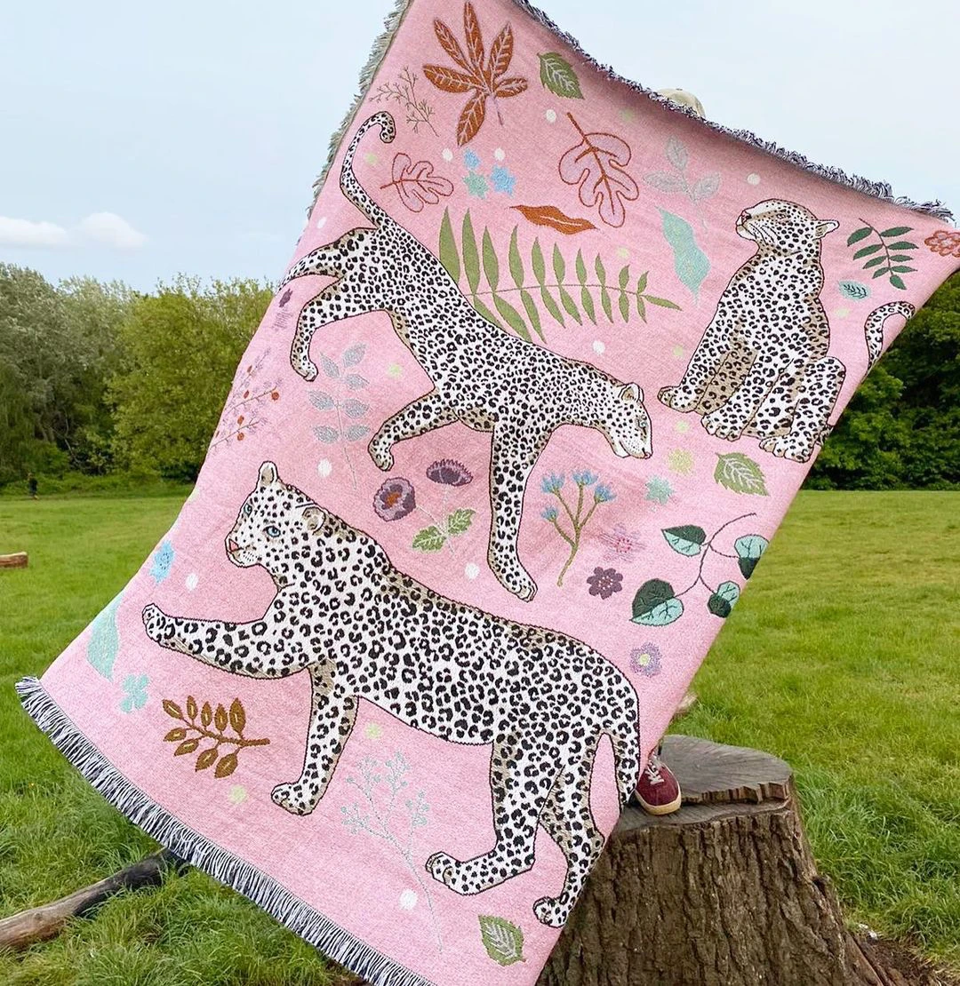 

Карен Mabon розовый леопардовый диван одеяло гостиная декоративный гобелен шерстяной буксир мультяшное животное ретро Sle домашняя ткань