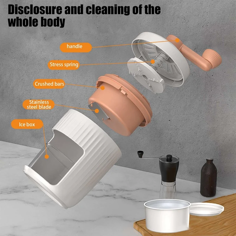 كسارة الثلج المحمولة الدوارة اليدوية ماكينة صنع الثلج مع صواني الثلج كسارة الثلج اليدوية المشروبات المروحية النمام