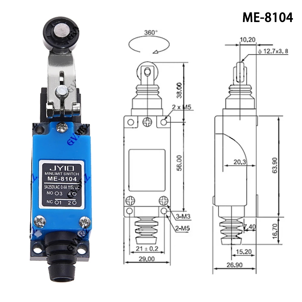 Adjustable Roller Lever Arm Travel Switch ME-8104 ME-8107 ME-8108 ME-8111 ME-8112 ME-8166 -8169 Limit Switch Rotary AC250V NO NC