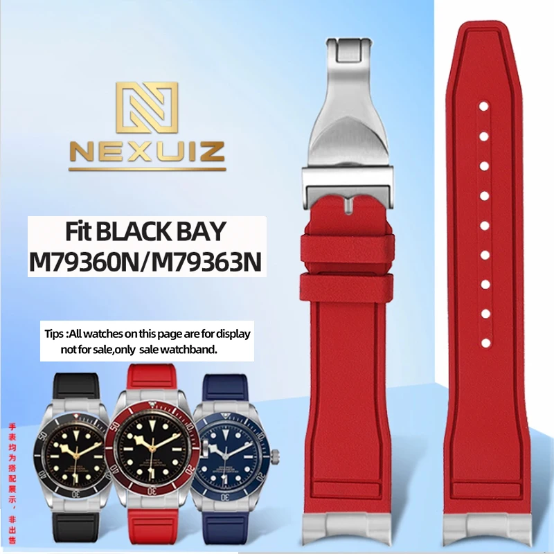 21 22mm Black Blue Green Red Silicone  Watch Band For Tudor BLACK BAY M79360/M79363N Rubber Watch Band Accessories Waterproof