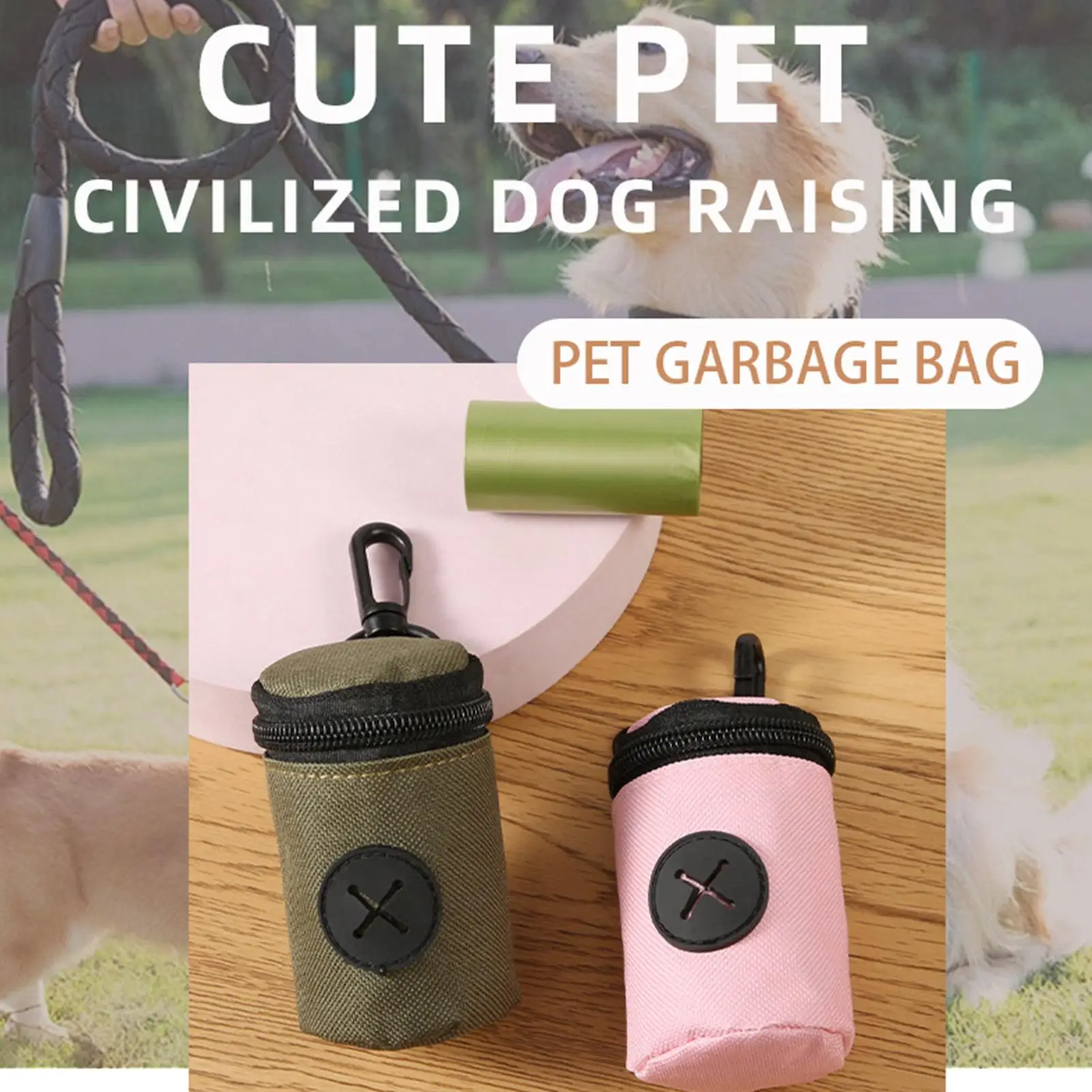Dispensador de Bolsas para Excrementos de Perro con Cierre de Cremallera, Bolsa Pequeña para Entrenamiento de Mascotas, Dispensador de Bolsas para Cachorros y Perros de Raza Pequeña, Mediana y Grande para el Hogar