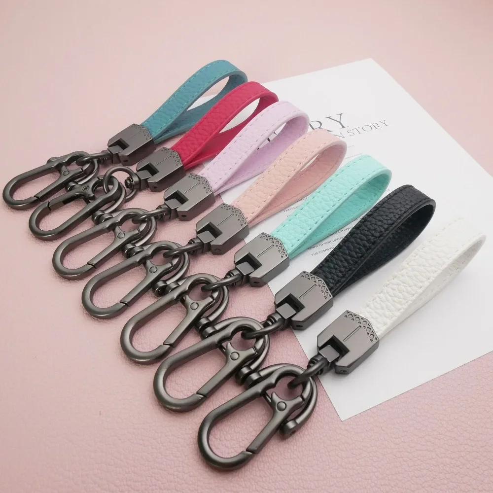 

New Keyring Car Keychain High End Anti Loss Creative Colorful Leather Key Ring Chain Small Gift Motorcyle Fashion Zinc Alloy