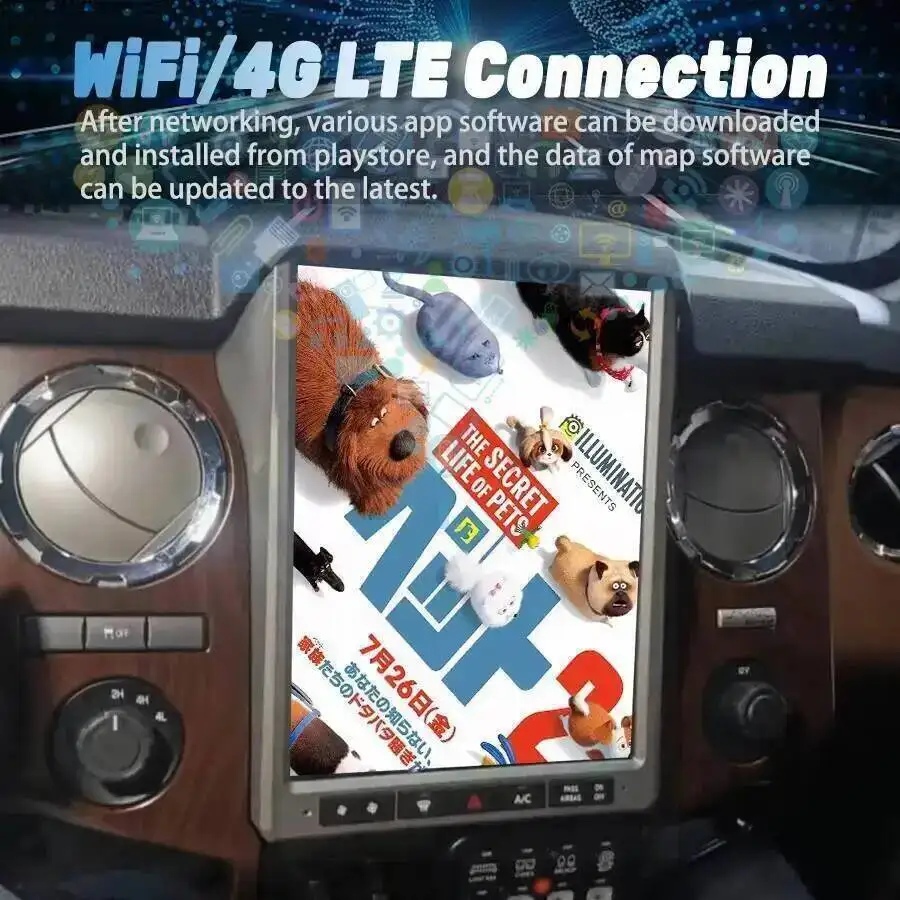 Car Radio Gps Radio Android 4G HU 12.1Inch wirless Carplay Navi For Ford F250 F-250 2013-2016 bluetooth DSP Android Auto Stereo