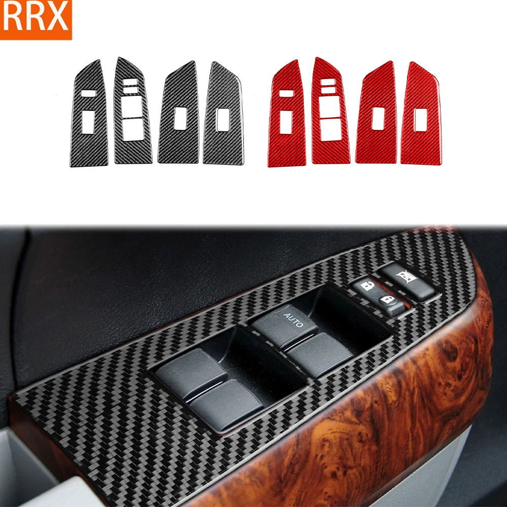 For Toyota Tundra 2007-2013 Real Carbon Fiber Sticker Window Lift Control Button Panel Cover Car Accessories Interior decorative
