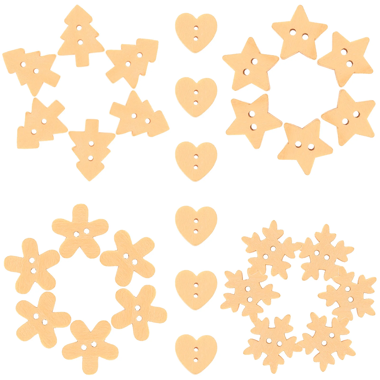 100pcs Natural Wooden Christmas Series Buttons Scrapbooking Embellishments DIY Craft Decor wooden buttons