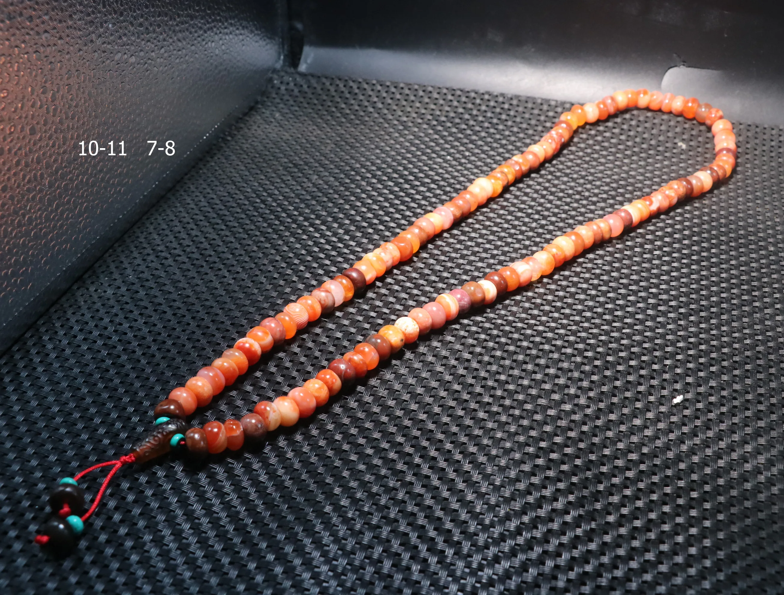 Energy Tibetan old Agate Silkworm Line Abacus SH dZi Bead 108 Prayer Necklace Jewelry Gemstone