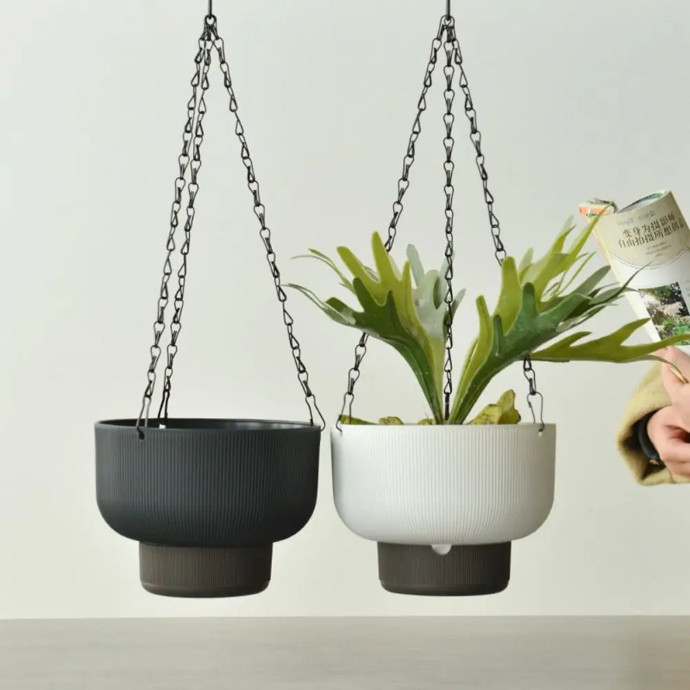 Self Watering Hanging Flower Pots Detachable Base Thickened Hanger Plant Basket Chain Hooks Large Capacity Planter