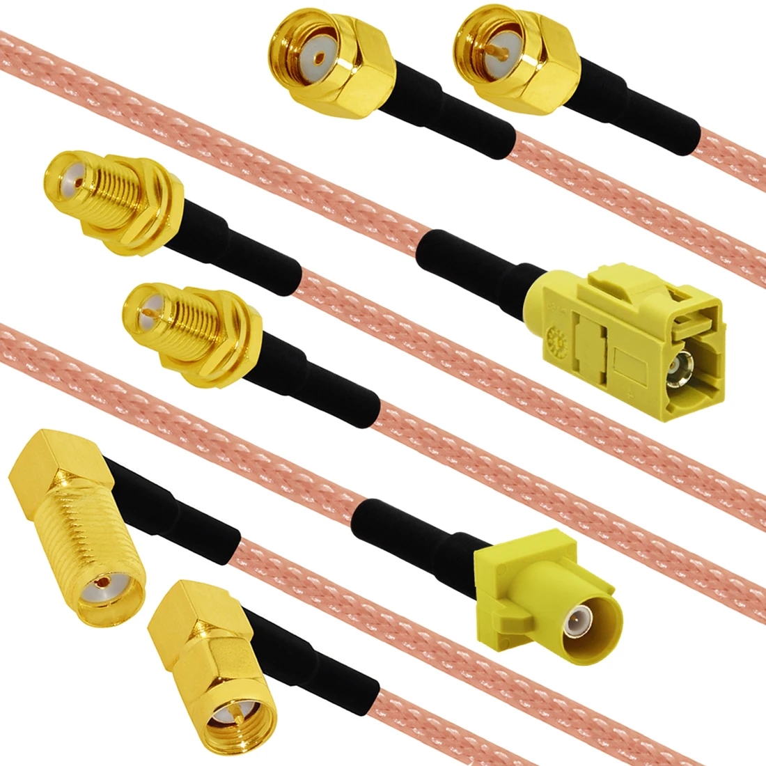 Fakra Curry Code K Male Female  to SMA Plug Jack Pigtail Cable Adapter RG316 15cm /30cm/50cm/100cm NEW for XM Sirius Satellite