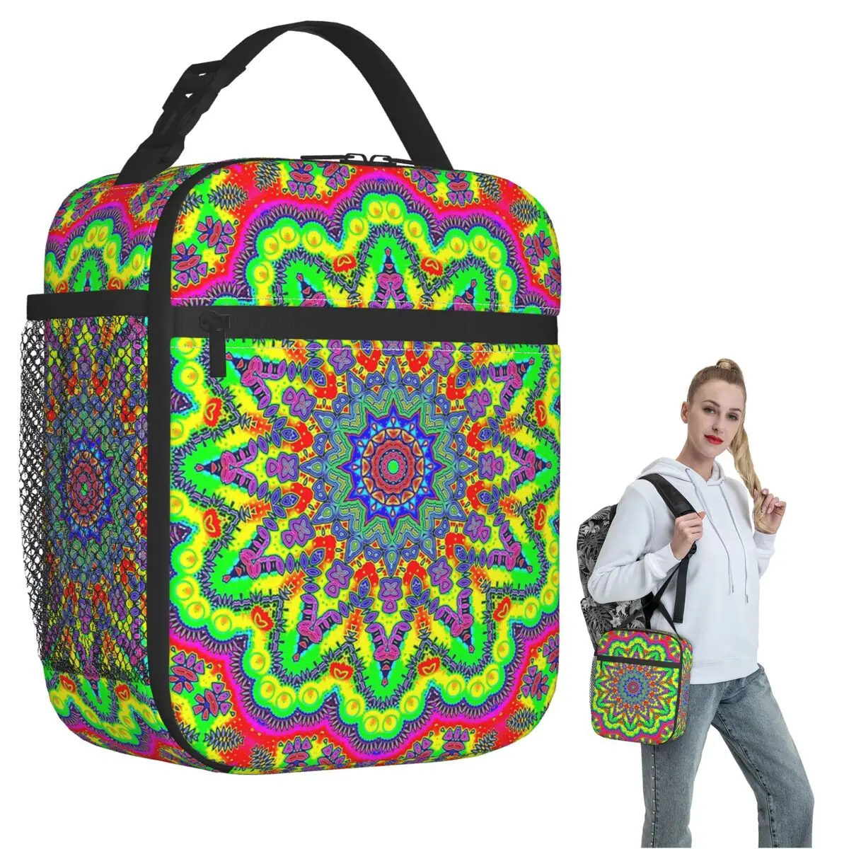 

Психоделическая сумка для обеда в стиле LSD Art для женщин и детей, герметичная, термоизолированная, для хранения продуктов, сумка-тоут