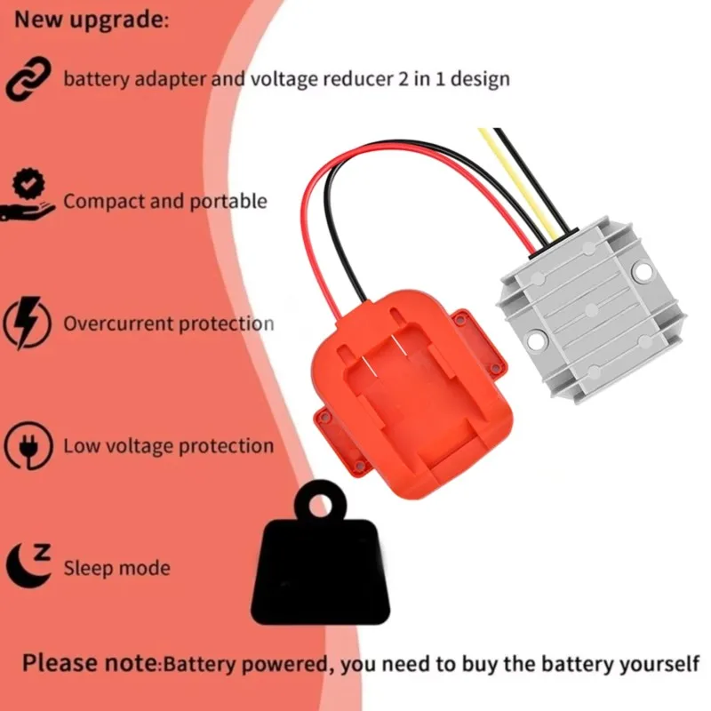 BAAJ-Step-Down Converter 20V-12V For BLACK+ DECKER Battery Power Wheel Battery Adapter 15A 180W Inverter Buck Converter