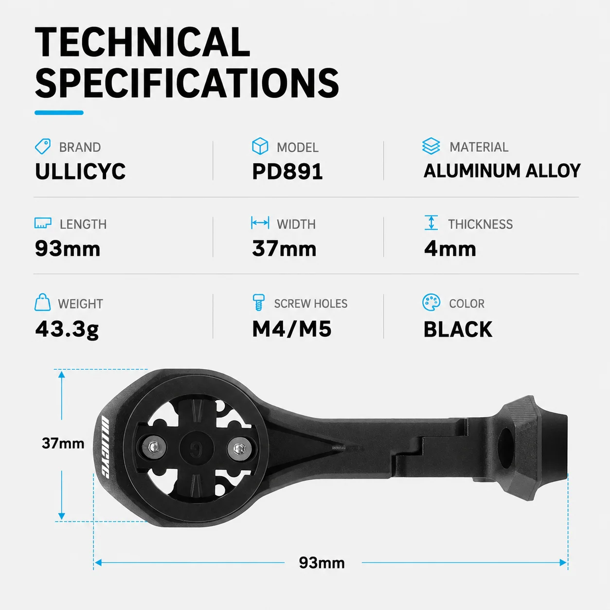 ULLICYC Für SL8 Rapide Integrierte Lenker-Computerhalterung, kompatibel mit Gopro/GPS/Garmin/Bryton/Wahoo Aluminiumlegierung – Detail 5