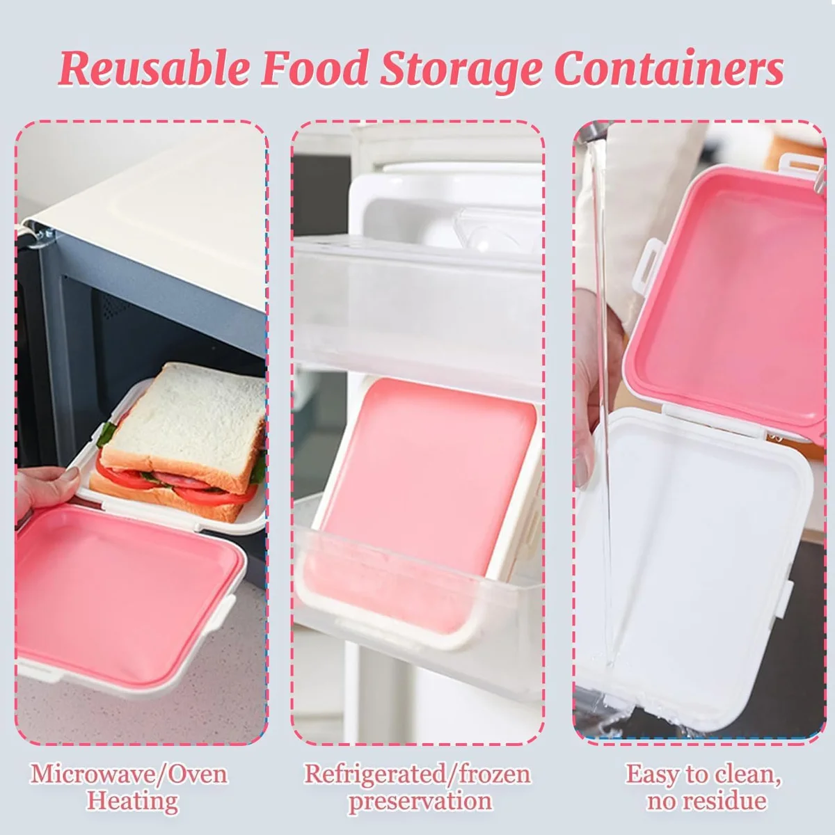 

E9 Reusable Silicone Sandwich Storage Container with Lid, Toast Container Sandwich, Lunch Sandwich Food Storage Bento Lunch Box