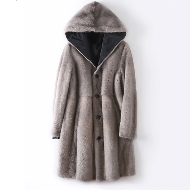 2024 Autumn Winter New Snow Parkas 4XL Women\'s Long Coat Korean Loose Faux Mink Fur liner Faux fur Jacket Warm Hooded Overcoat