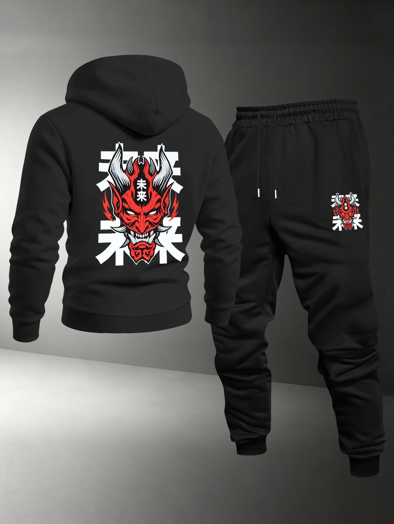 Street Fashion Culture - Setelan Olahraga 2-Potong MenRetroJapanese Culture Mask