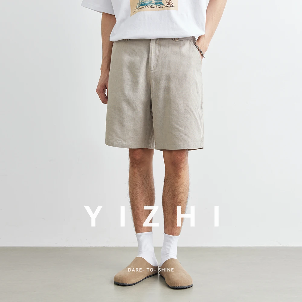 2025 Summer New Men's Lyocell Tencel Casual Shorts Loose and Comfortable Linen Shorts Slim Fit Retro Men's Shorts Clothing