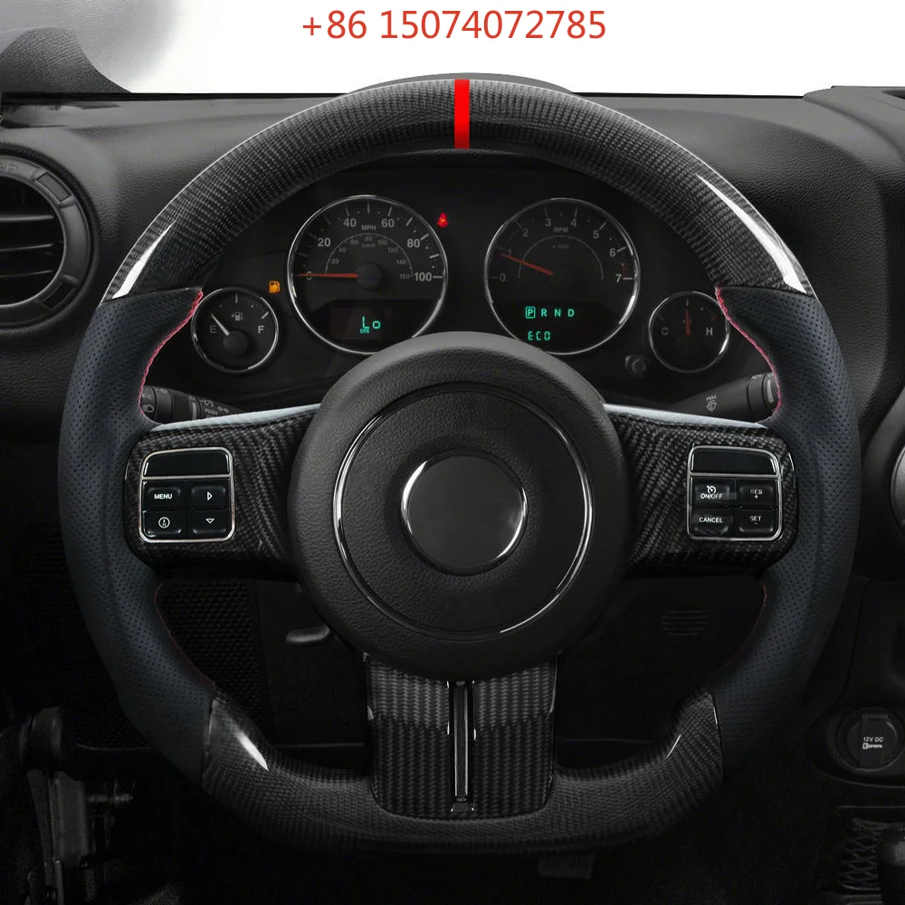 New Fashion Carbon Fiber Steering Wheel for Jeep Wrangler 2011-2017 Flat Bottom 3 Runner Sport Style Steering Wheel