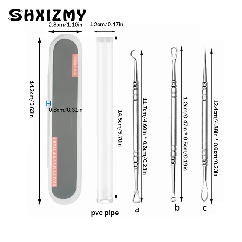 Agujas de acero inoxidable para eliminación de espinillas y acné, herramienta de limpieza profunda, Kit de cuidado de la piel facial
