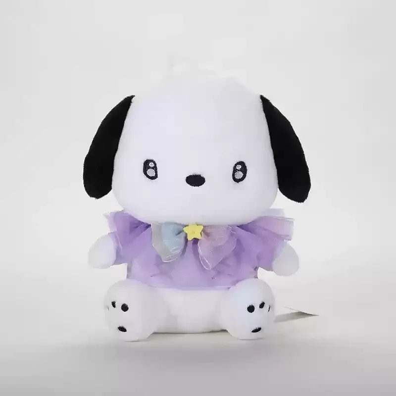 Sanrio autêntica família brilhante arco série kuromi pochacco hellokitty boneca de pelúcia kawaii melodia boneca de pelúcia brinquedo menina presente aniversário