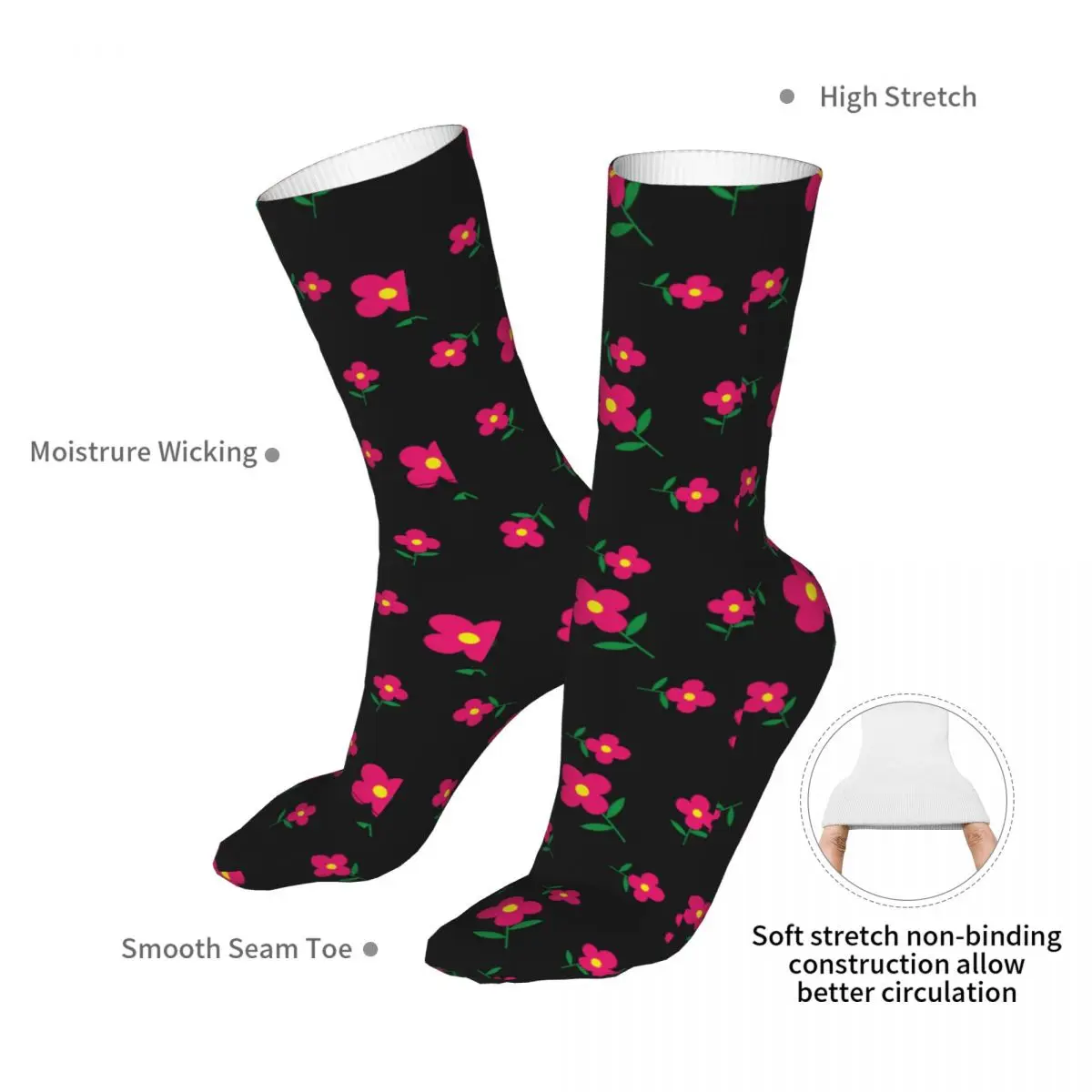 Female Cycling Cute Flower Socks Cotton Compression Woman Socks