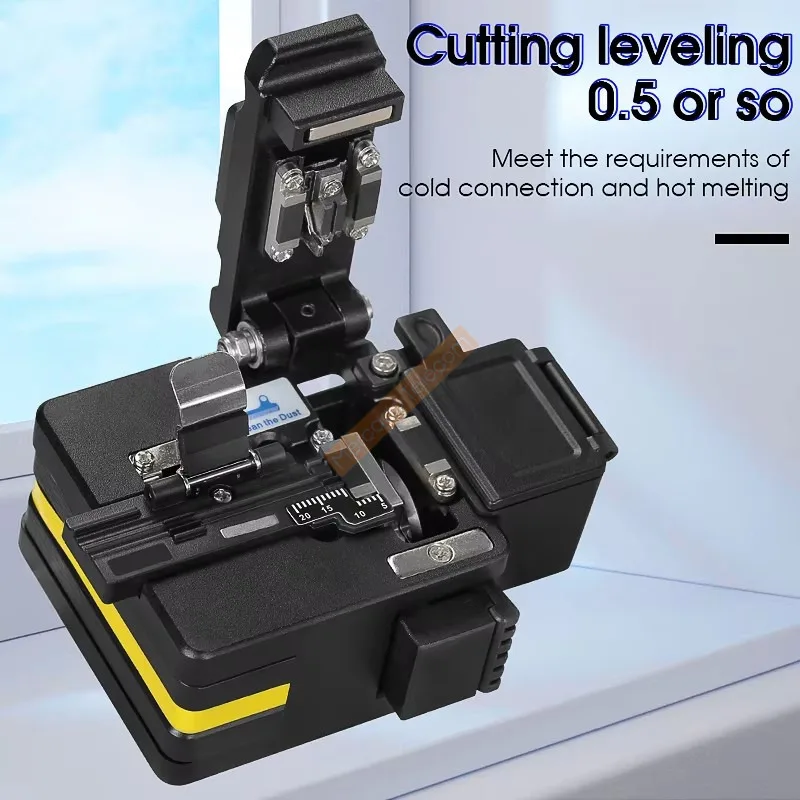 AUA-X2 High Precision Fiber Cleaver With Waste Fiber Box,FTTH Fiber Optic Cold Connection Hot Melt Cable Cutter Tools