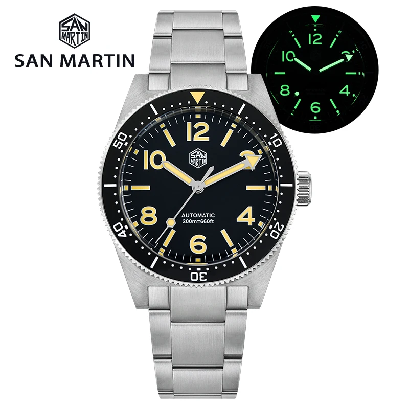 San Martin 39mm Retro Dive Watch SN0139 NH35 Automatic Mechanical Sapphire Crystal 200m Waterproof 62MAS Homage Men\'s Wristwatch