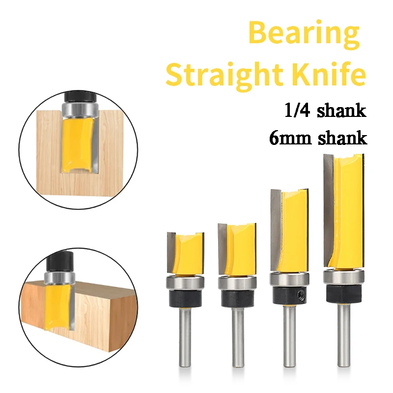 

4PCS 1/4 In 6mm Shank Cutter Router Bit Trimming Woodworking Milling Cutter Dual Blades