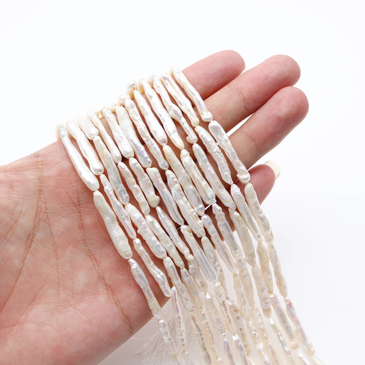 

15'' Natural Baroque Beads Long Strop Shape Pearl Loose Beads for Women Making DIY Jewerly Necklace Bracelet Earrings 5-6mm