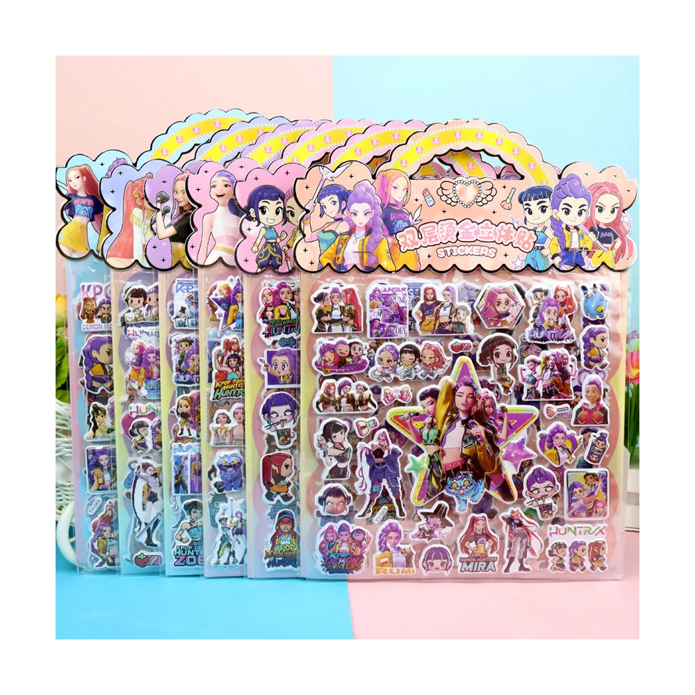 K-pop Demon Rumi Mira Zoey Jinu Celine Kpop Hunters HUNTR X warrior cartoon double layer three-dimensional DIY bubble sticker