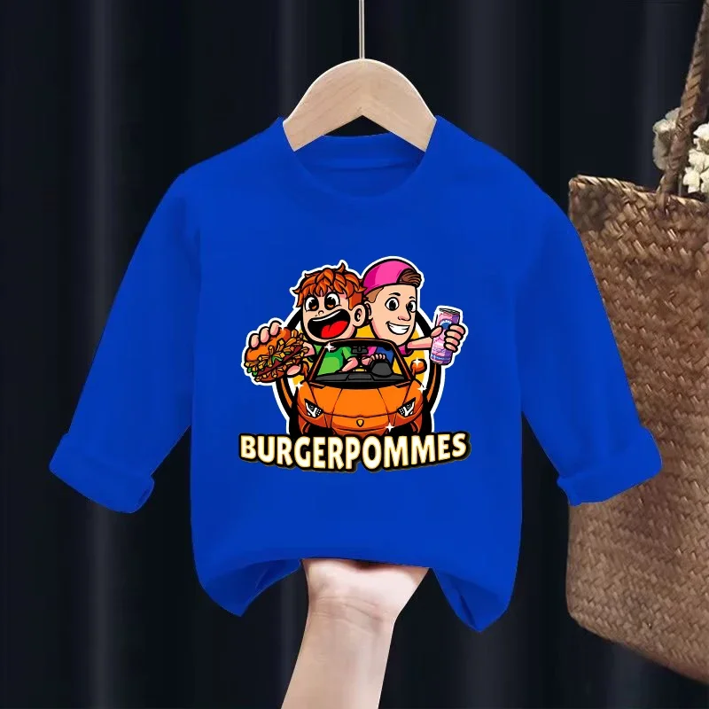 Burgerpommes Icrimax Kinder T-shirt Junge Nette Anime Gedruckt Sweatshirt Frühling Herbst Casual Trendy Langarm Top Kleidung Geschenk