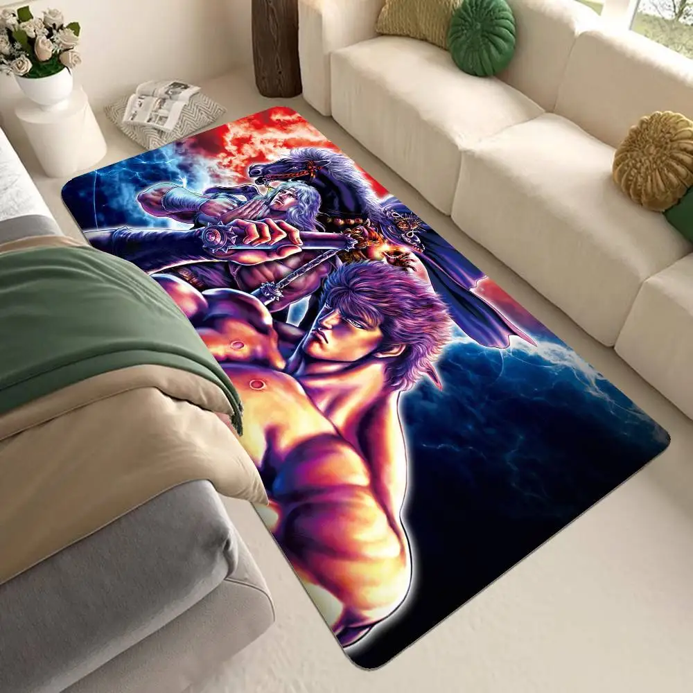 H-Hokuto no Ken Hallway Carpet Washable Non-Slip Living Room Sofa Chairs Area Mat Kitchen Doormat Area Rug