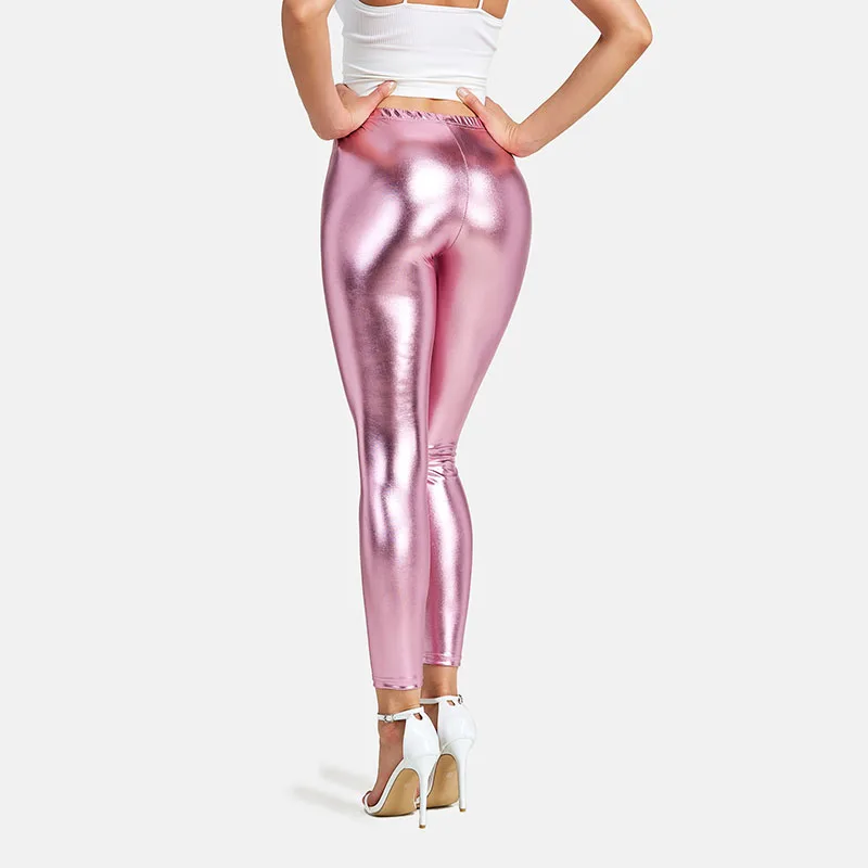 Damen hosen sexy Leggings Frauen Metallic Gold Silber glänzend Tanz Yoga Sport Strumpfhosen Frau hohe Taille Hose Pantalon Femme